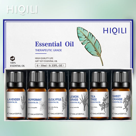 Coffret 6 Huiles Essentielles Pures 10ml - Kit Aromathérapie Premium en Flacons Ambrés